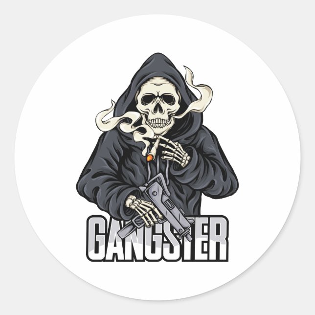 Gangster Runder Aufkleber (Vorderseite)