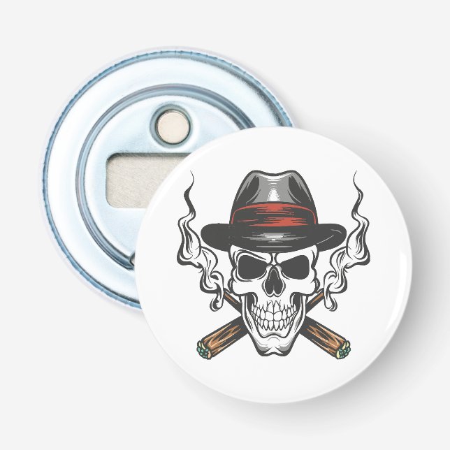 Gangster-Schädel Flaschenöffner (Vorderseite)