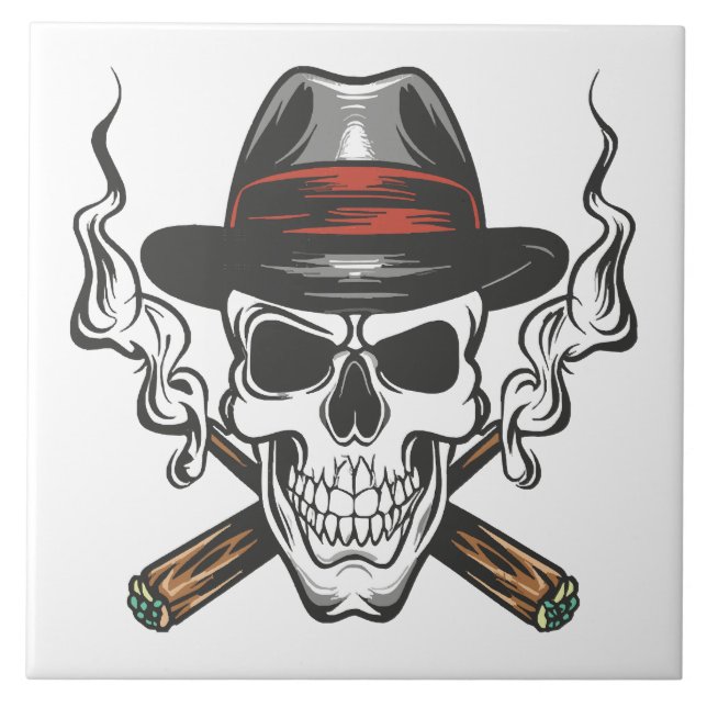 Gangster-Schädel Fliese (Vorderseite)