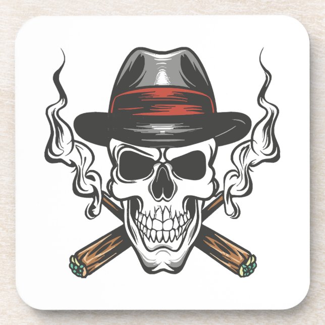 Gangster-Schädel Getränkeuntersetzer (Vorderseite)