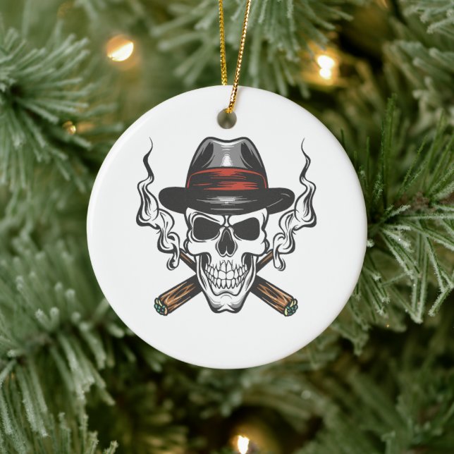 Gangster-Schädel Keramik Ornament (Baum)