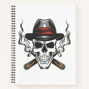 Gangster-Schädel mit Fedora-Hut Notizbuch