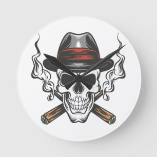 Gangster-Schädel Runde Wanduhr