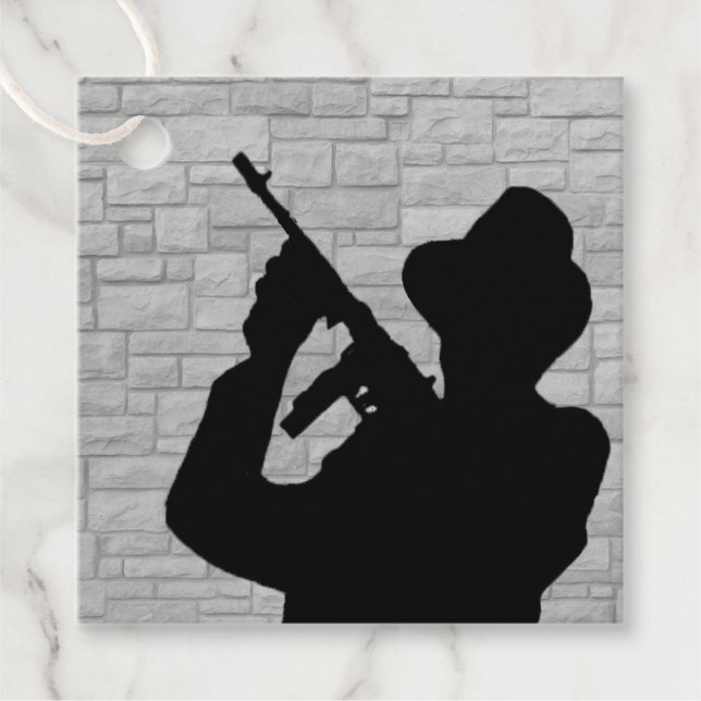 Gangster-Silhouette Geschenkanhänger (Vorderseite)