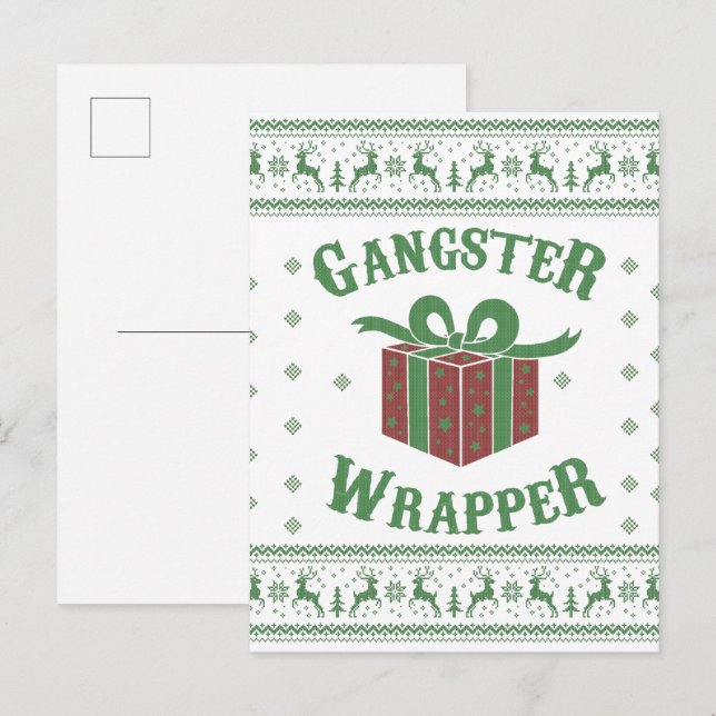 Gangster Wrapper Ugly Sweater Postkarte (Vorne/Hinten)