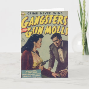 "Gangsters and Gun Molls" Comic Book Note Card Dankeskarte