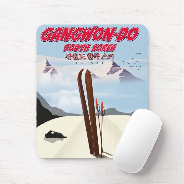 Gangwon-do Korea Skiplakat Mousepad (Mit Mouse)