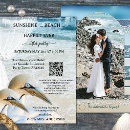 Gannet QR Beach Foto glücklich immer nach Hochzeit Einladung