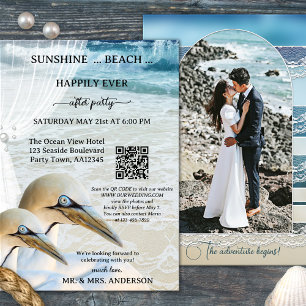 Gannet QR Beach Foto glücklich immer nach Hochzeit Einladung