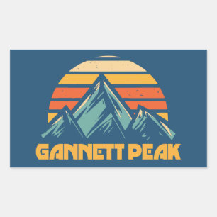 Gannett Peak Retro Türkis Rechteckiger Aufkleber