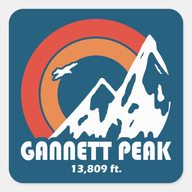 Gannett Peak Sun Eagle Quadratischer Aufkleber (Vorderseite)