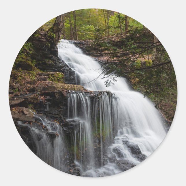 Ganoga Falls - Herbst 2018 Runder Aufkleber (Vorderseite)