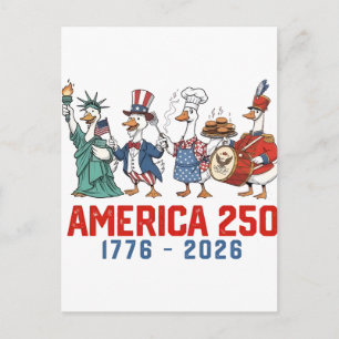 Gans 4. Juli Amerika 250. 1776 2026 Feiertagspostkarte