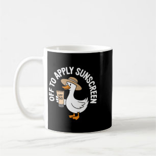 Gans geht zur Anwendung von Sonnencreme Sommer Str Kaffeetasse