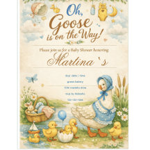 Gans ist auf dem Weg Baby Shower Vintage-Einladung