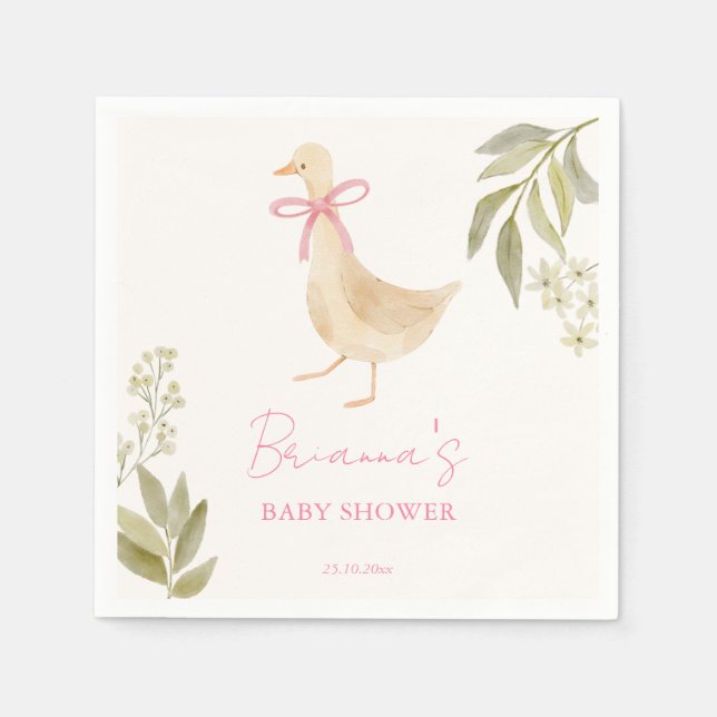 Gans Kinderreime Baby Shower monogrammiert Serviette (Vorderseite)