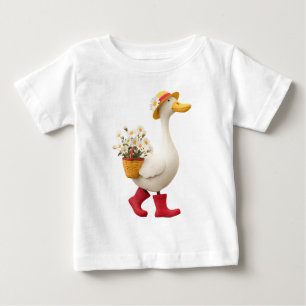 Gans mit Blumenkorb – Süße Ente Frühling Kinder Baby T-shirt
