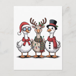 Gans mit Weihnachtsmannmütze Weihnachtsgans Liebha Postkarte