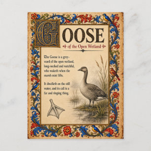 Gans, mittelalterliche Bestiarien-Kunst Postkarte