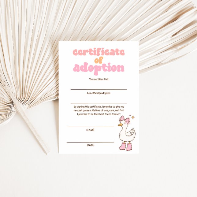 Gänschen-Zertifikat über die Adoption Einladung (Von Creator hochgeladen)