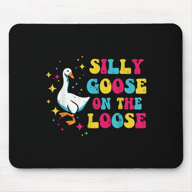 Gänse Albern auf der Loose Groovy Retro Tier Fraue Mousepad (Vorne)