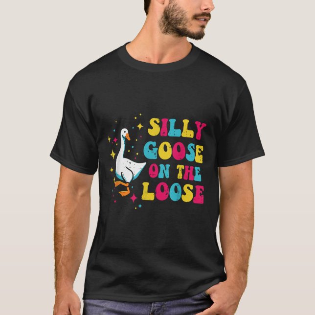 Gänse Albern auf der Loose Groovy Retro Tier Fraue T-Shirt (Vorderseite)