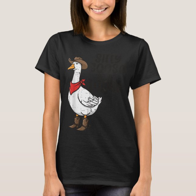 Gänse Albern auf Loose Cowboy Funny Animal Men W T-Shirt (Vorderseite)