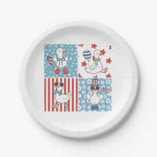 Gänse American USA Flag Gedenktag 4. Juli Pappteller