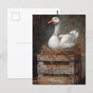 Gänse auf Nestmalerei Postkarte