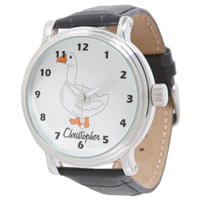 Gänse Design Personalisiert Armbanduhr (Schrägansicht)