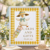 Gänse-Gelb-Gingham-Karten-Geschenke-Schild Baby Sh