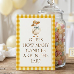 Gänse-Gelbe-Gingham-Wie-Viele-Baby-Shower-Spielkar Einladung