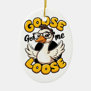 Gänse Got Ich Loose" - Gänse mit Brille Keramik Ornament