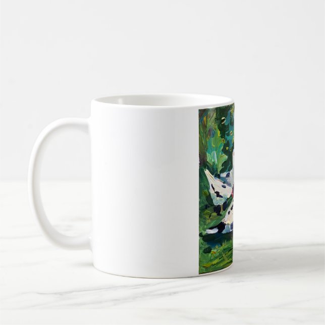 Gänse im Dorf am Teich Kaffeetasse (Links)