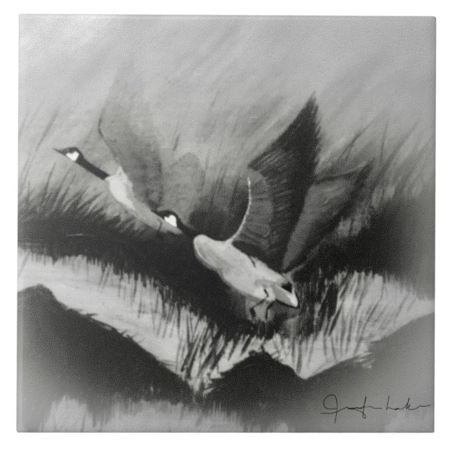 Gänse in der Nebel Fliese (Vorderseite)