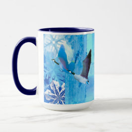 Gänse in der Tasse "Blaue Schneeflocken"