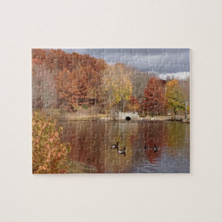 Gänse in reflektierten Herbstfarben - Puzzle
