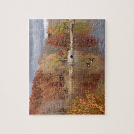 Gänse in reflektierten Herbstfarben - Puzzle