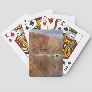 Gänse in reflektierten Herbstfarben - Spielkarten