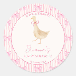 Gänse-Kinderreime-Baby-Party rosa personalisiert Runder Aufkleber