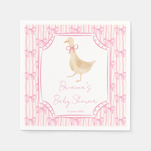 Gänse-Kinderreime-Baby-Party rosa personalisiert Serviette (Vorderseite)