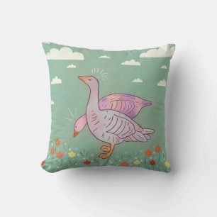 Gänse Mädchen Whimsical Folk Art Gänse Duo Kissen