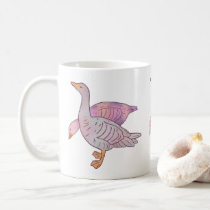 Gänse Mädchen   Whimsische Volkskunst-Gänse-Duo Kaffeetasse