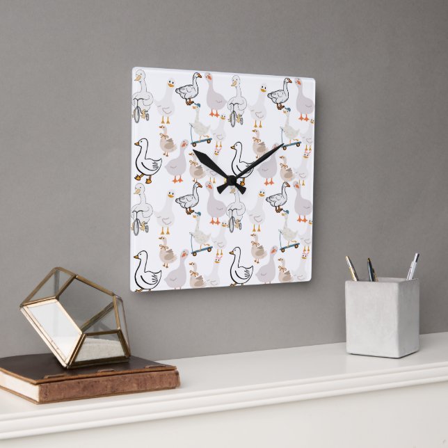 Gänse Quadratische Wanduhr (Büro)