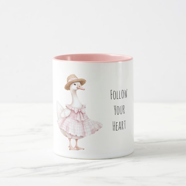 Gänse-Rosa-Kleid-Hut Tasse (Zentrum)