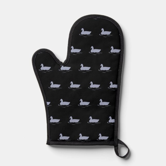 Gänse, schwarz Oven Mitt Ofenhandschuh (Vorderseite)