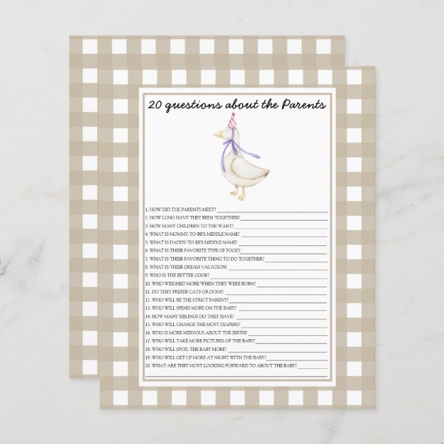 Gänse - Spiele - 20 Fragen zu den Eltern (Vorne/Hinten)