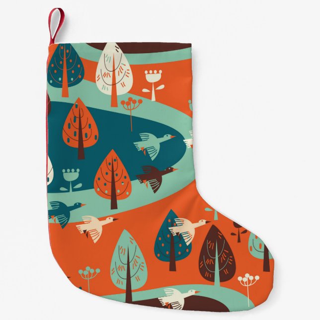 Gänse und Wald Kleiner Weihnachtsstrumpf (Vorderseite)
