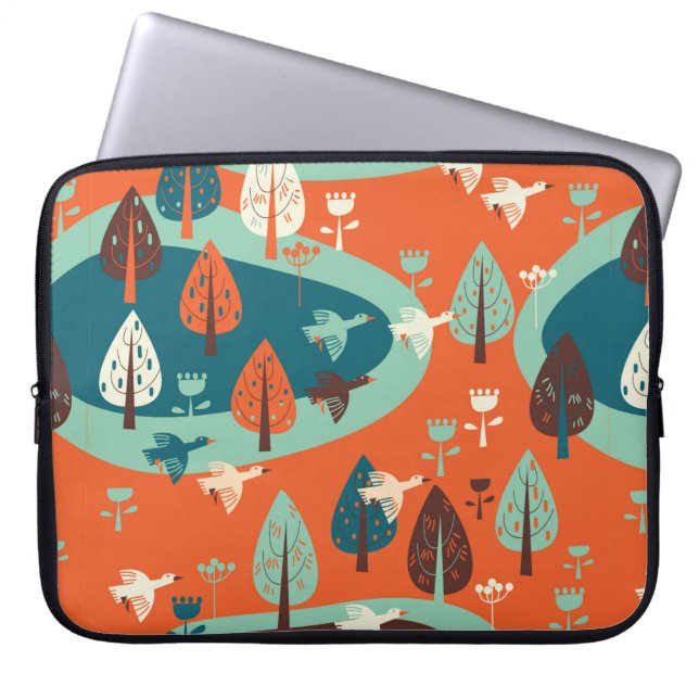 Gänse und Wald Laptopschutzhülle (Vorderseite)