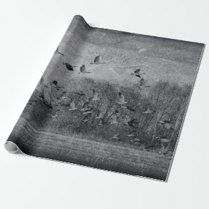 Gänse Vintage Schwarz-Weiß-Textur Decoupage Geschenkpapier